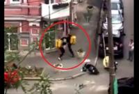 В центре Киева из-за ДТП подрались сотрудники курьерской службы (видео)
